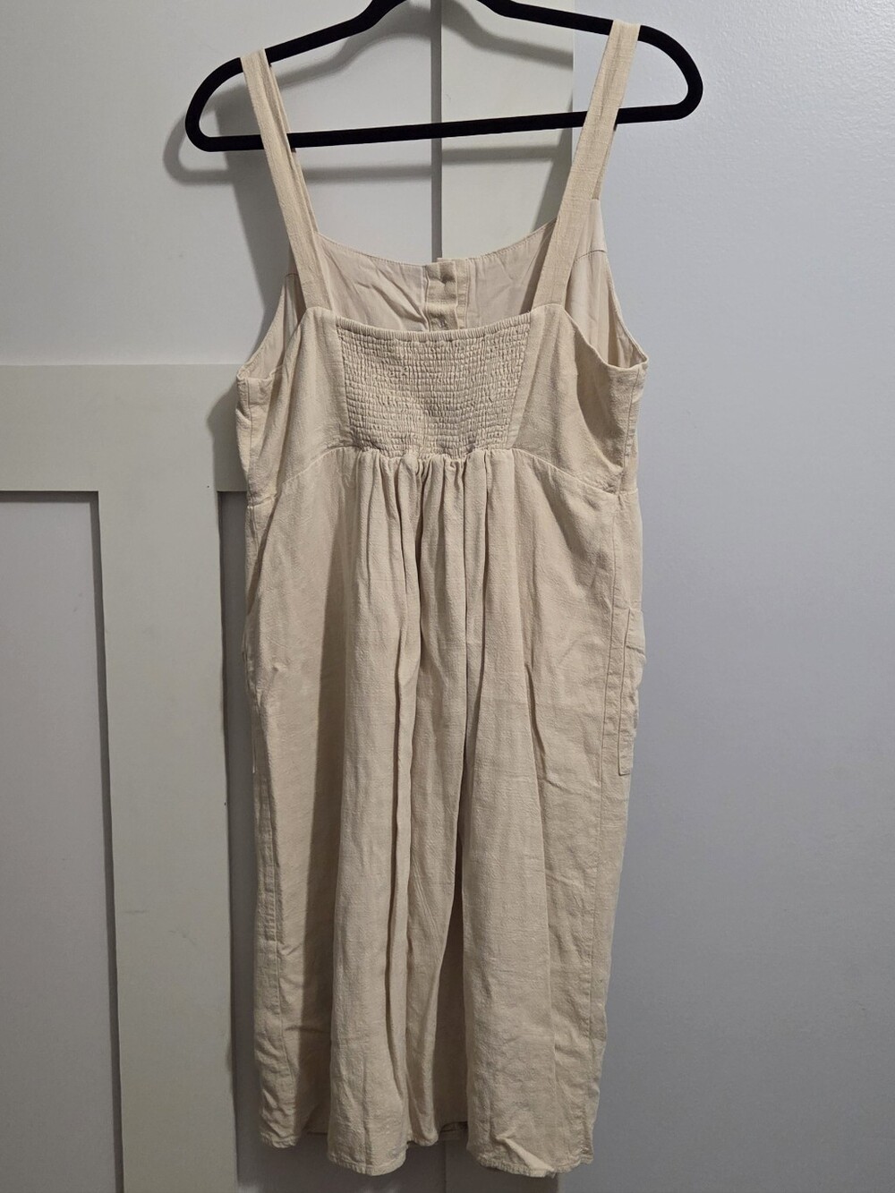 Main Street Exchange - Sleeveless Cream Button-Front Dress with Pockets - Picture 6 of 6